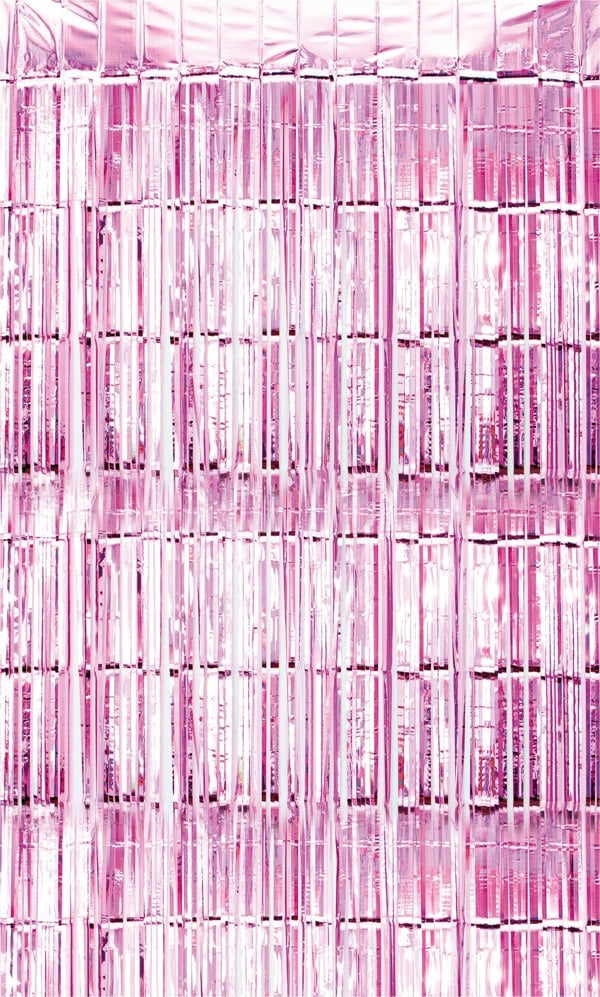 Cheetah Shimmer Tinsel Curtain, 2M x 1M Pink