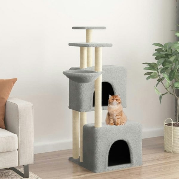 Berkfield Cat Tree with Sisal Scratching Posts Light Grey 122 cm
