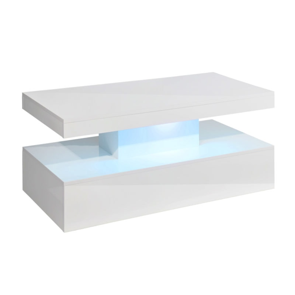 MMT Furniture Designs Coffee Table Gloss Tiffany with LED RGB Remote Control Light