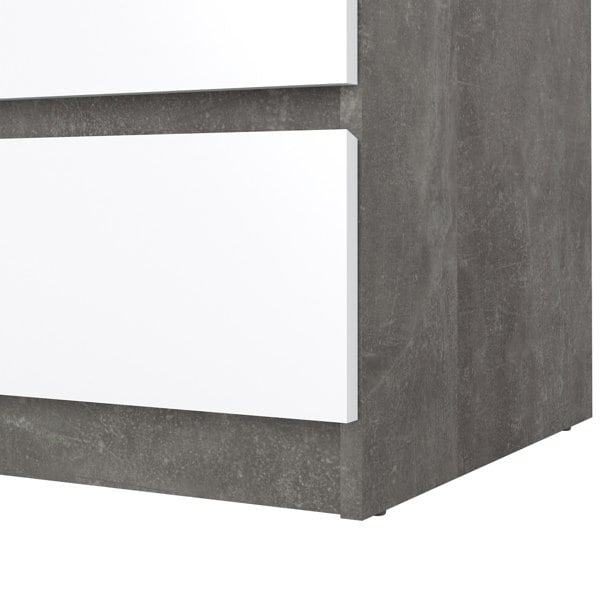 Furniture To Go Naia Chest of 3 Drawers in Concrete and White High Gloss