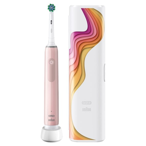 Oral-B Pro 3 3500 Pink Electric Toothbrush with Riso Art Travel Case
