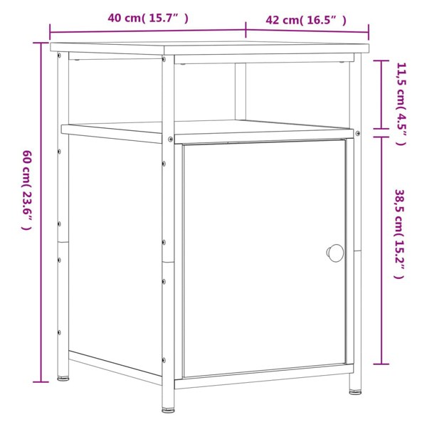 Berkfield Bedside Cabinet Grey Sonoma 40x42x60 cm Engineered Wood