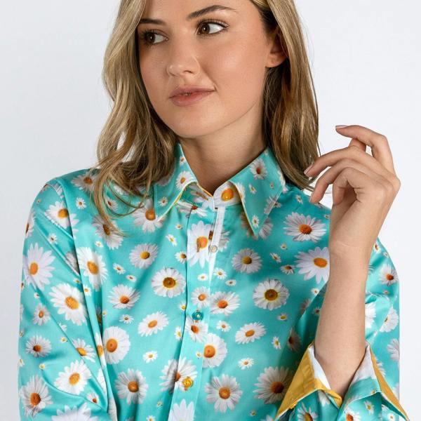 DAISY FLOWER PRINT WOMENS SHIRT - Premium Men's Patterned Shirt by Claudio Lugli | Bold Design, Tailored Fit, Best Printed Shirts