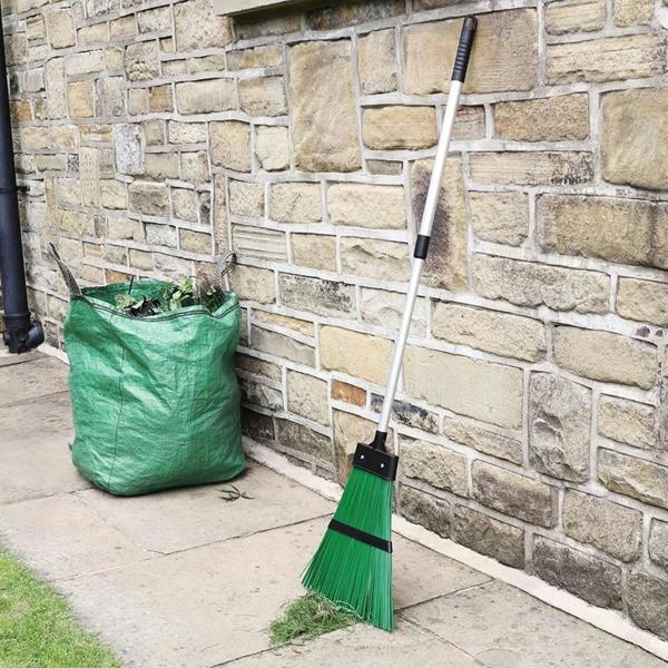 Hard Bristle Telescopic Garden Broom Rake Tool for Lawn Debris & Leaves