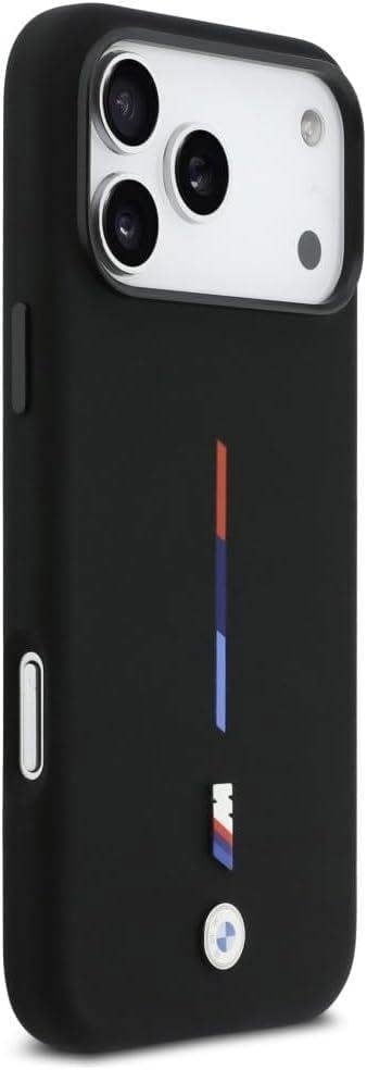 BMW M Series Silicone Tricolor Line Case with MagSafe for iPhone 17 Pro Max 6.9" Black - BMHMP17X25SITMIK
