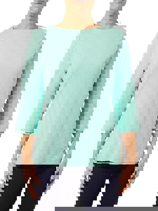 PennyPlain Textured Boat Neck Top - Mint