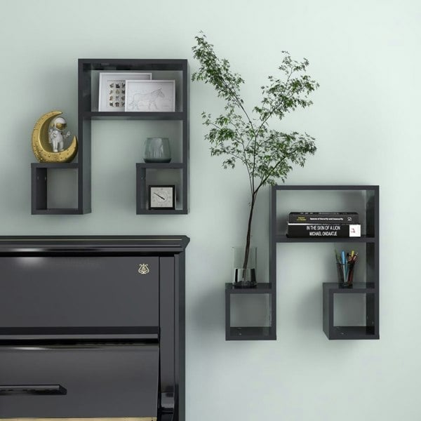Berkfield Wall Shelf 2 pcs Grey 50x15x50 cm Engineered Wood