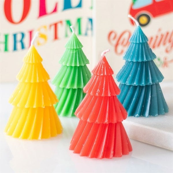 Serano Set of 4 Colourful Christmas Tree Candles