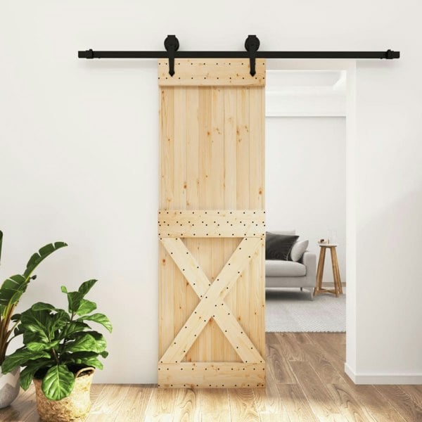Berkfield Sliding Door with Hardware Set 70x210 cm Solid Wood Pine
