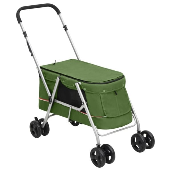 Berkfield Folding Dog Stroller Green 100x49x96 cm Linen Fabric