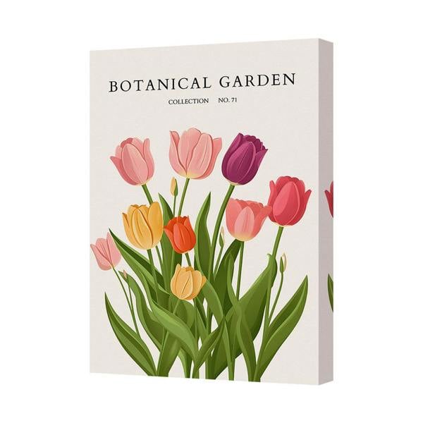 Benjamin Tate Design Tulip Garden Canvas Print With Deep Wooden Frame Wall Art