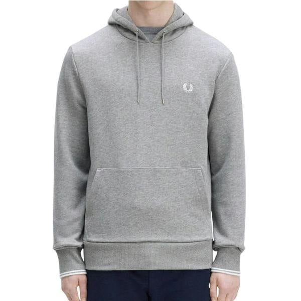 Fred Perry Tipped Grey Marl Hoodie XS