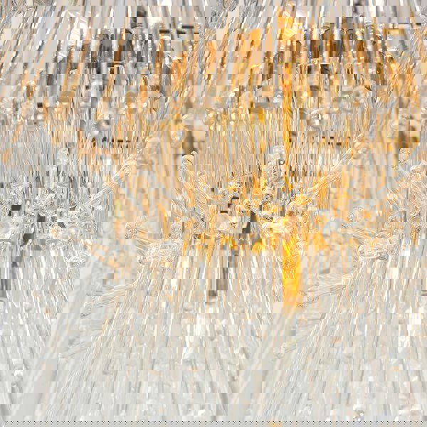 Gold Plated Ceiling Chandelier - Glass Detailing - 9 Bulb Pendant Light Fitting