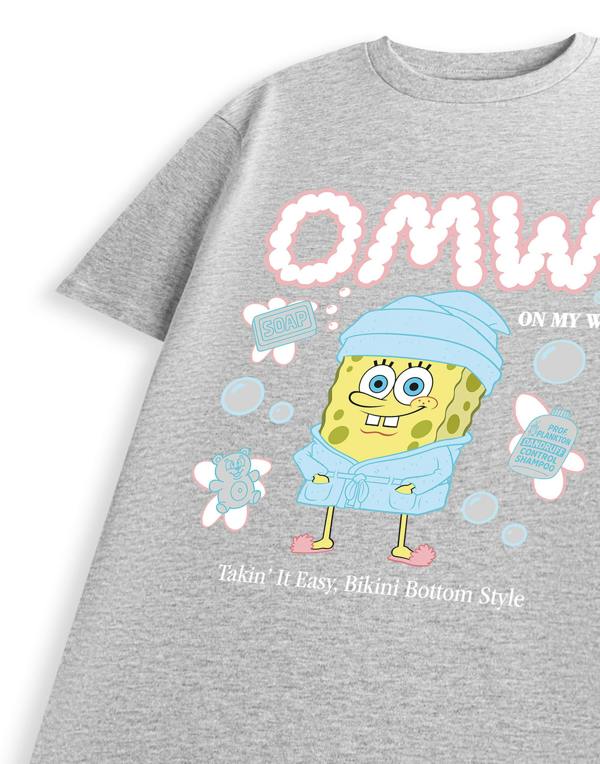 SpongeBob SquarePants Womens Grey On My Way Short Sleeved T-Shirt