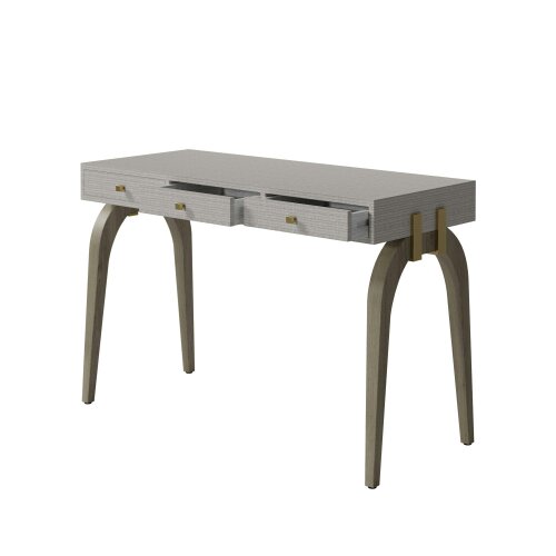 Wyld Haus Palermo White Textured and Oak Three Drawer Desk 3 Drawers