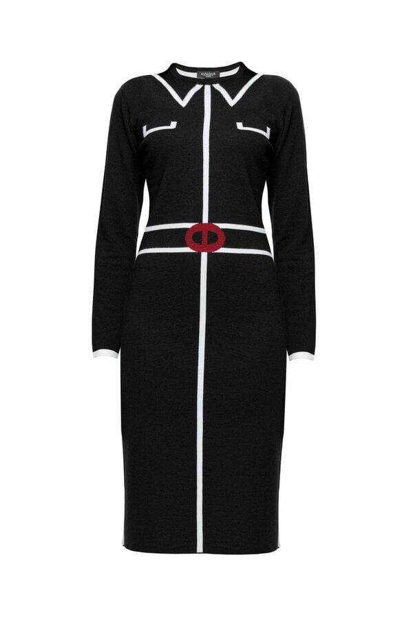 Claire merino wool knitted jacquard dress