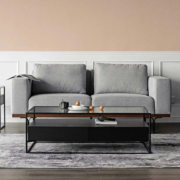 Weilai Concept Sanderson Rectangle Coffee Table With Storage, Black