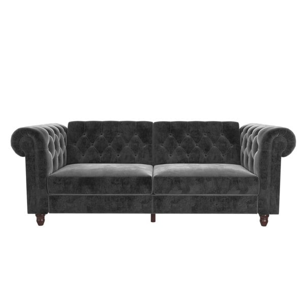 Dorel Home Felix Chesterfield 3 Seater Sofa Bed in Velvet Grey