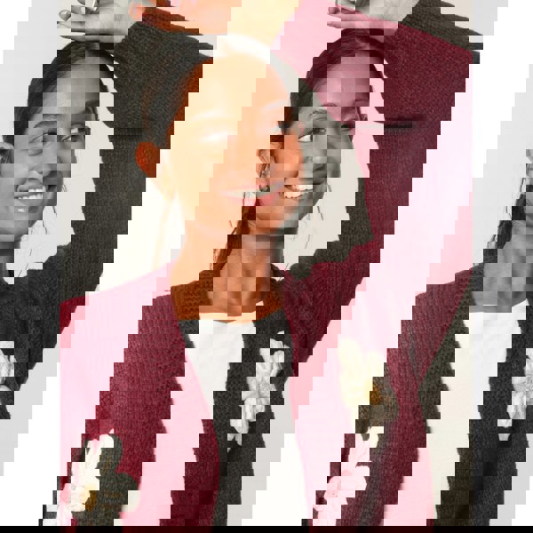 Blue Vanilla Daisy Large Flower Cardigan - Wine