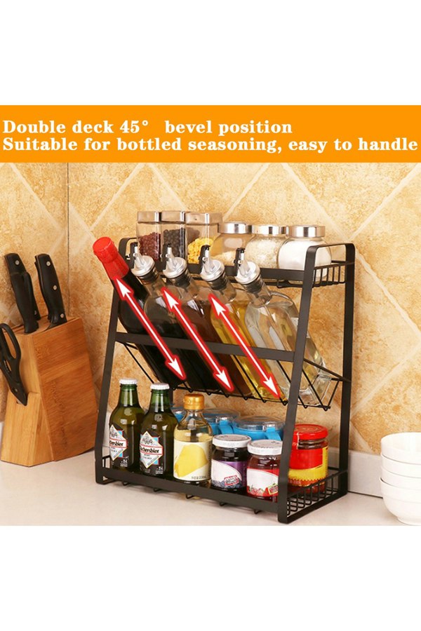 Living and Home 3-Tier Kitchen Freestanding Spice Rack Kitchen Utensils Storage Shelf Holder Organizer