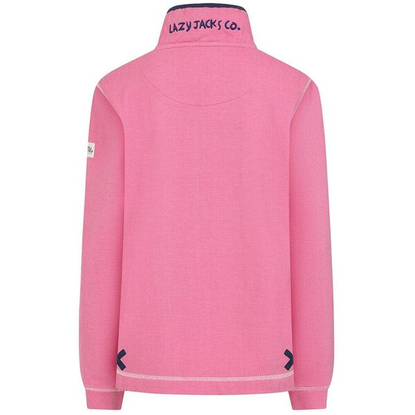Lazy Jacks LJ301 - Pique Button Neck Sweatshirt - Salmon