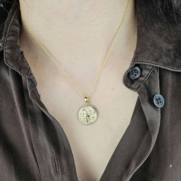 Capricorn Gold Plated Zodiac Astrology Pendant Charm Necklace