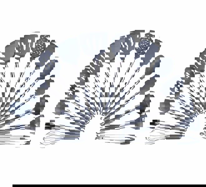 Anygleam Kitchen Utensils Non-stick Grey/ Silver 15 Set Cooking Tool Accessories Heat Resistant Kitchenware