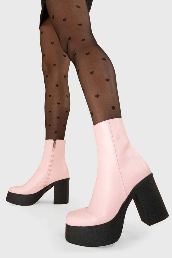 Lamoda My Hero Platform Ankle Boots Pink PU, Bold Platform Ankle Boots