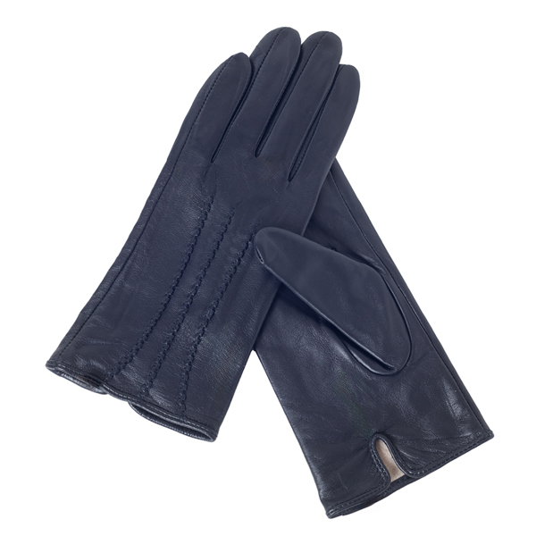 Quivano Womens Leather Gloves With 3 Stripe Detail