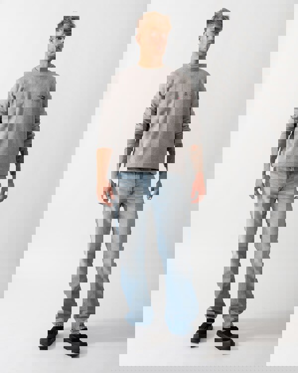 Tommy Hilfiger Small Crest Outline Mens Crew Sweatshirt - Medium Grey Heather - CHO - Designer Mens Sweatshirts