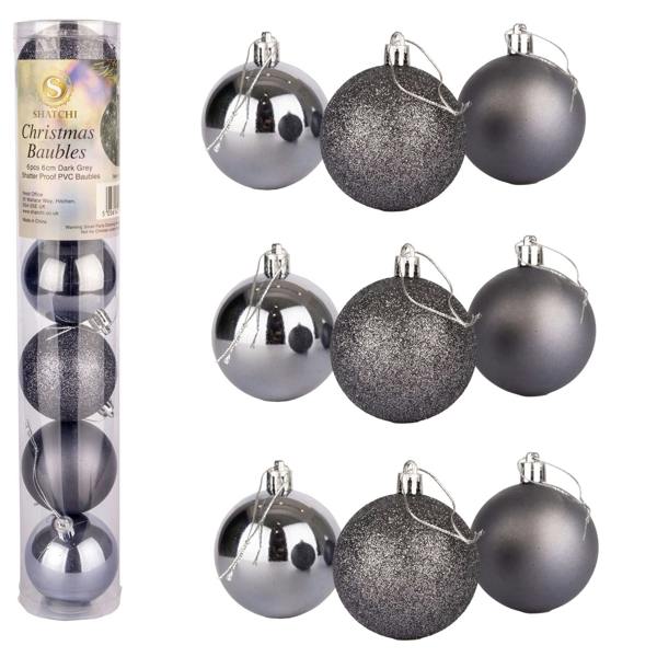 15cm Pack of 3 Shatterproof Christmas Baubles with Glitter, Matte and Shiny Finish for Tree Decorations image 1