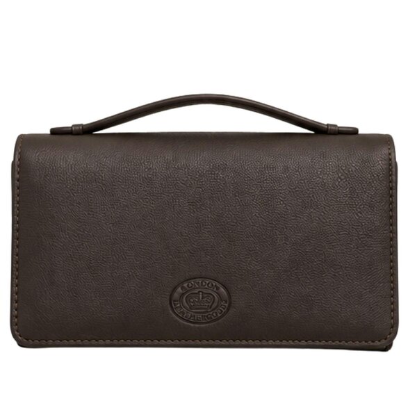 London Leathergoods Genuine Leather RFID Twin Zip Travel Passport Organiser - Dark Brown
