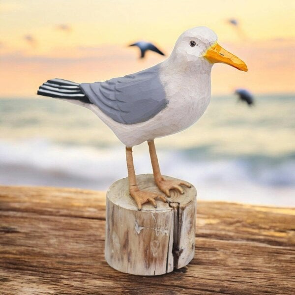 EDH Door Hardware RSPB Hand Crafted Wooden Herring Gull with Display Box