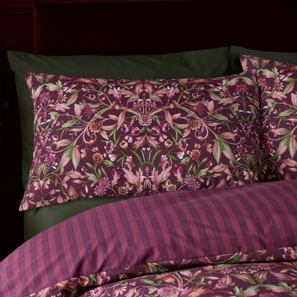 Catherine Lansfield Richmond Floral Reversible Duvet Cover Set Plum