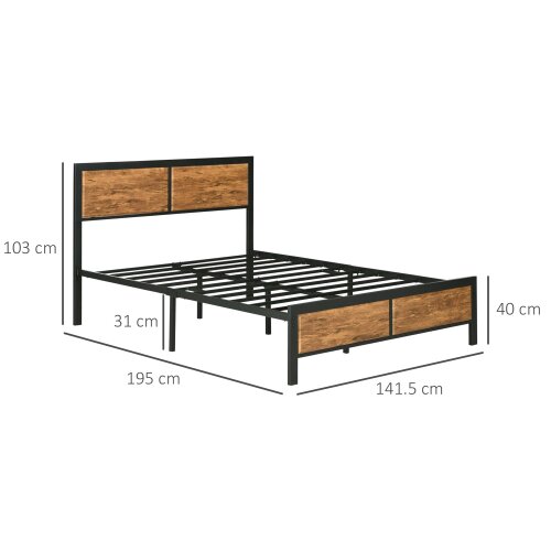 Wyld Haus Sohala 4FT6 Industrial Metal Frame Double Bed with Headboard and Footboard