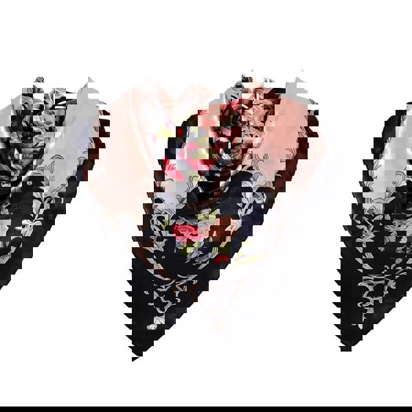 Anyyou Fashion Premium Satin Square Scarf – Navy Blue Pink 535 Silk-Feel Neckwrap for Women