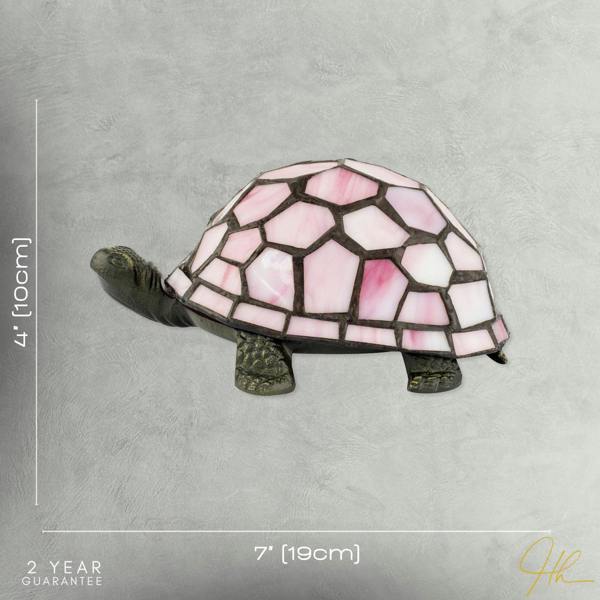 Classic and Quirky Soft Pink Stained Glass Tiffany Tortoise Table Lamp Image 7