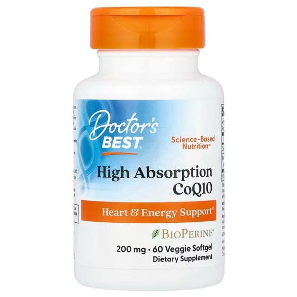 Doctor's Best High Absorption CoQ10 with BioPerine, 200mg - 60 veggie softgels