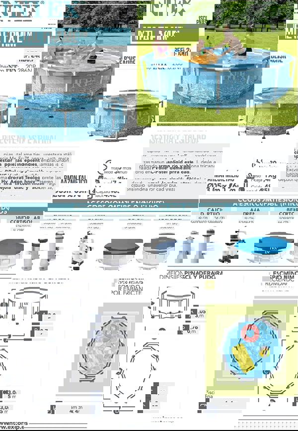 Intex Beachside Frame Pool  305 x 76 cm With Pool Cover and Mat
