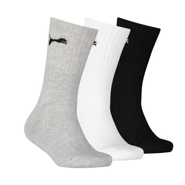 Puma Childrens/Kids Logo Crew Socks (Pack Of 3) - Black/White/Grey