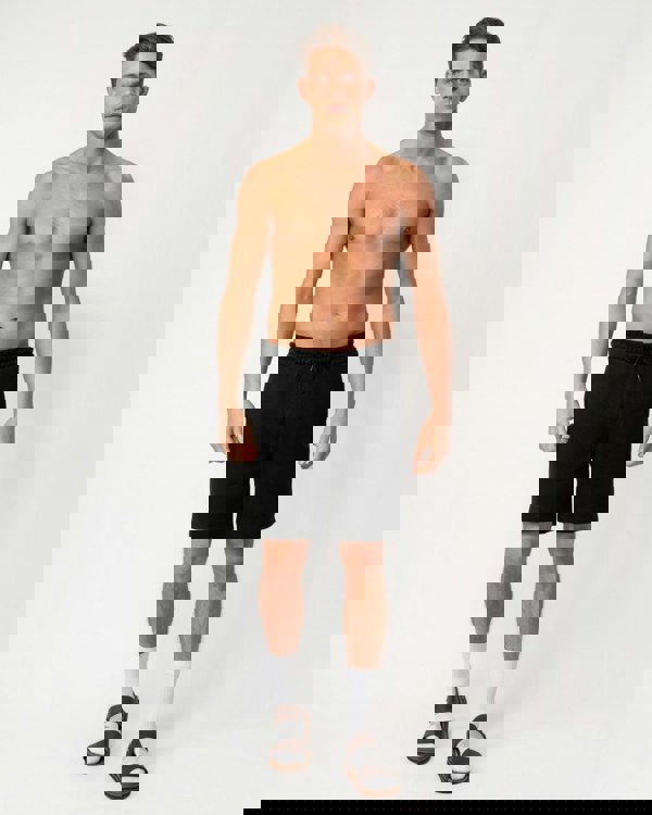 BOSS Orange Sewalk Mens Cotton-Terry Shorts With Logo Badge - Black 001