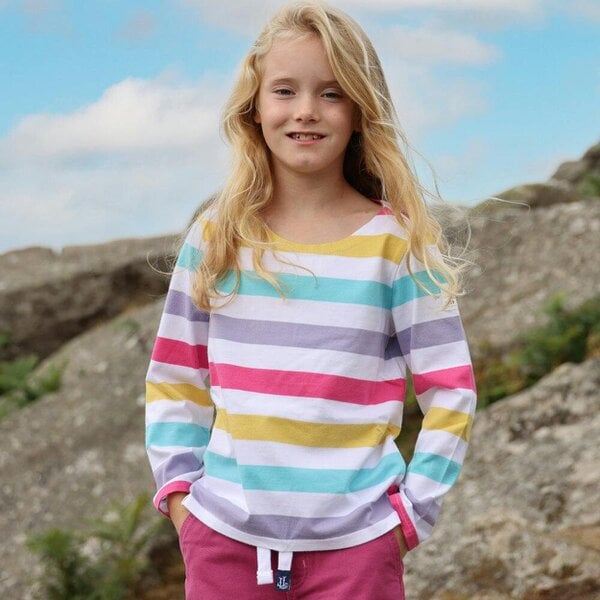 Lazy Jacks LJ97MC - Girls Long Sleeve Top - Pastel Stripe