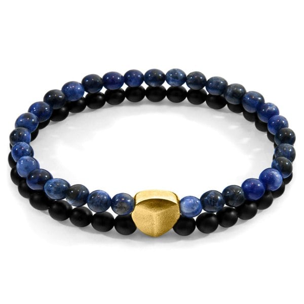 Anchor & Crew Blue Sodalite Iguazu 9ct Yellow Gold and Stone Bracelet