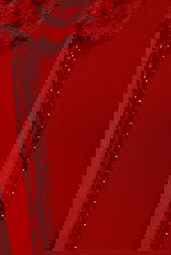 Racer Neck Corsage Scuba Maxi - Red DR4053