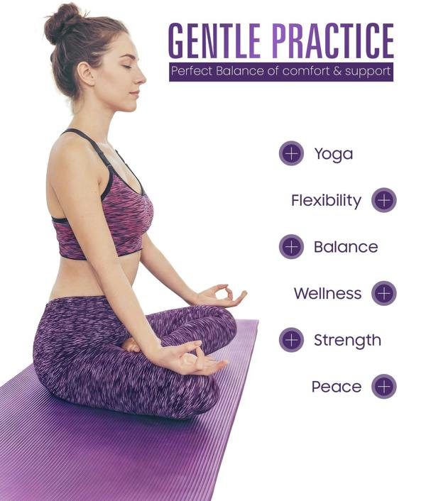 ROMIX Yoga Mat 10mm Thick, 180 x 60cm Non Slip Foam Exercise Mat with Carry Bag and Strap