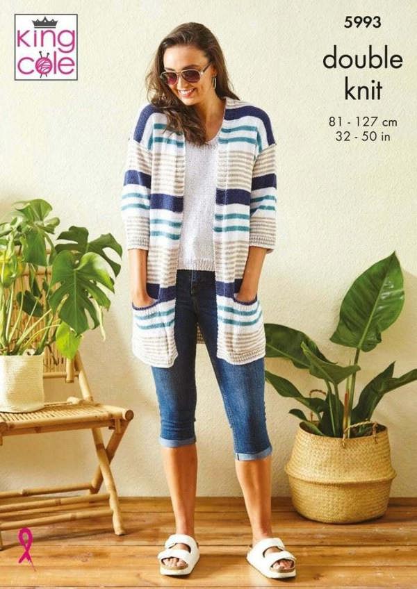 King Cole Linendale DK Knitting Pattern 5993, Cardigans, Tops for Women, 32 - 50 Inches