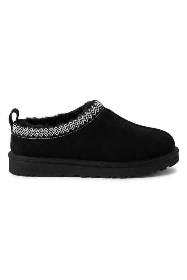 Odette Faux Suede Lined Slipper Mules - Black_wb
