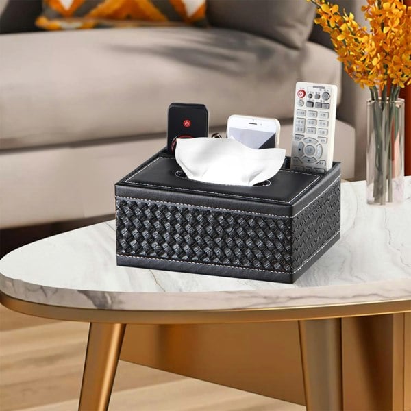 smartbies Leather Tissue Box Multifunctional Organizer – Tissue Box Holder Accessory