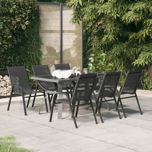 Berkfield 7 Piece Garden Dining Set Grey and Black