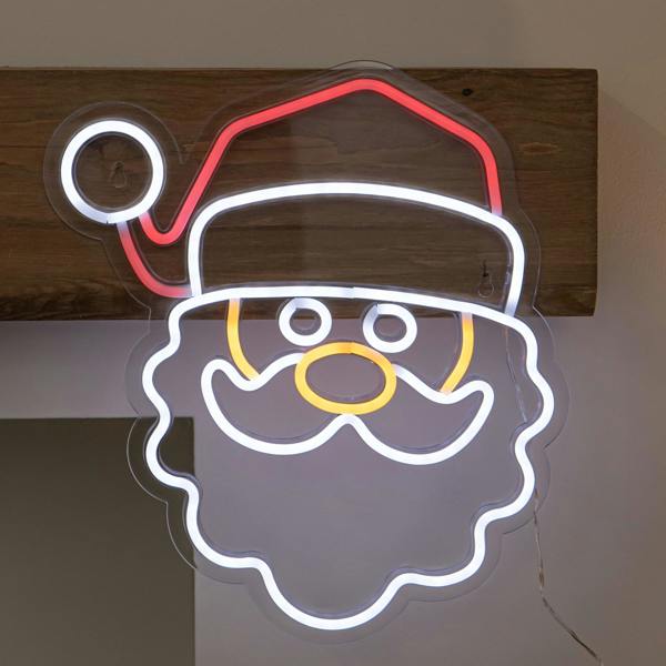 Samuel Alexander 35cm Santa Neon-Style Light Up Christmas Decoration with USB Power Cable